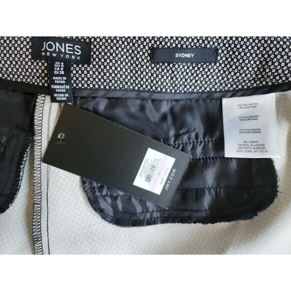 NWT Jones New York SYDNEY Womens Straight Leg Pants Sz 6 Classic Black Ivory JNY - Picture 6 of 8